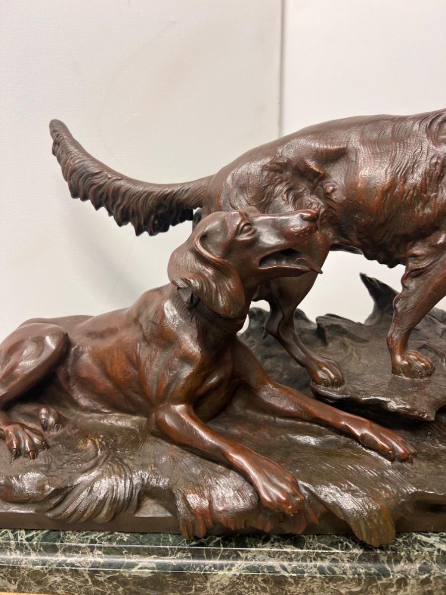 Bronze Two Hunting Dogs